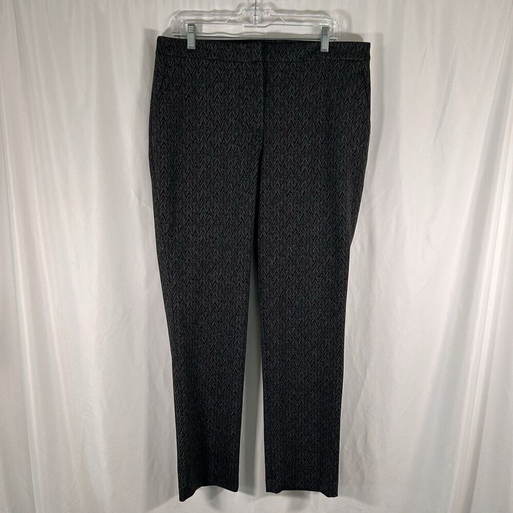 Vince Camuto Dress Pants Women's 12 Grey Black Pockets Mid Rise Button Zip Hook